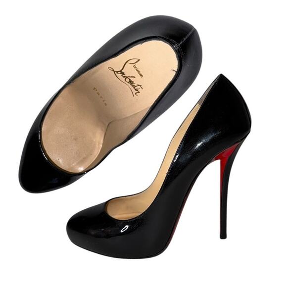 Christian Louboutin Argotik Black Patent Leather Heels Pumps Size 39 - Picture 7 of 14
